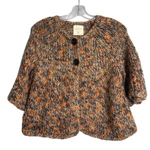 Relativity‎ Wool Alpaca Chunky Knit Cardigan Sweater Womens M Petite Multi Color